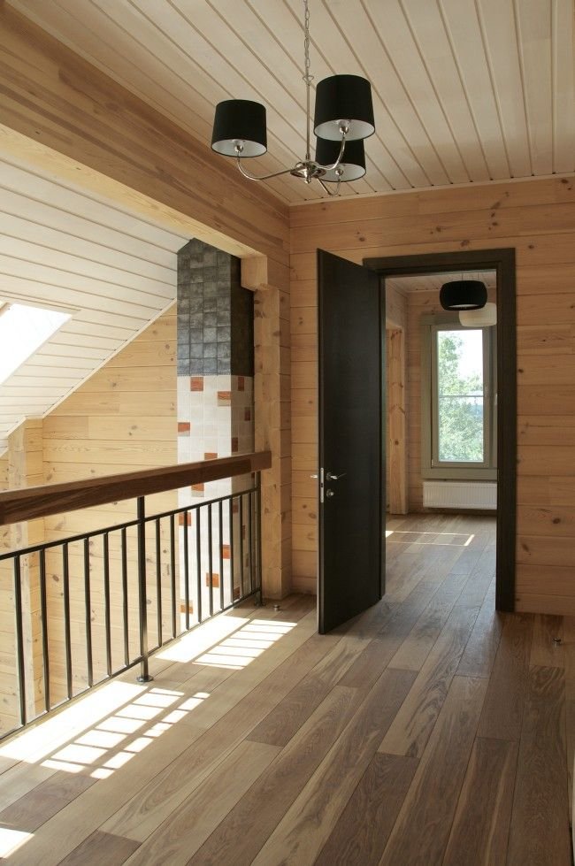 Внутренняя обработка деревянного дома с использованием лессирующей краски Innenlasur